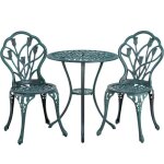 Yaheetech ensemble de table et chaise salon de jardin balcon kit de bistro 2 chaise 1 table en alliage ...
