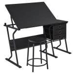 Yaheetech ensemble table à dessin inclinable bureau à dessin 3 tiroirs avec table dappoint tabouret dessinateu ... Yaheetech ensemble table à dessin inclinable bureau à dessin 3 tiroirs avec table dappoint tabouret dessinateu ...