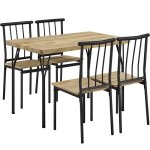 Yaheetech ensemble table à manger avec 4 chaises en bois mdf et en métal pour cuisine carrée meuble de ... Yaheetech ensemble table à manger avec 4 chaises en bois mdf et en métal pour cuisine carrée meuble de ...