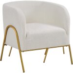 Yaheetech fauteuil de salon arrondi avec pieds en mtal dor scandinave chaise de salle  manger fauteuil ...