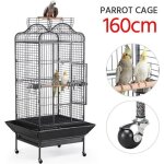 Yaheetech grande cage oiseaux pour perroquet ara gris du gabon amazone volire avec toit ouvrable roulette ...
