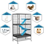 Cage pour petits animaux yaheetech 2 étages noire 78x51x137 cm 3 rampes 2 plate - formes détachables Cage pour petits animaux yaheetech 2 étages noire 78x51x137 cm 3 rampes 2 plate - formes détachables