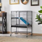 Yaheetech grande cage pour rongeur cage pour petits animaux 2 niveaux 1 rampes 2 portes plateau amovible ...