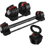 Yaheetech haltre rglable 15 - 18 kg kettlebell haltre musculation longs 3 en 1 barre dextension 12 ...