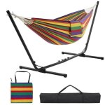 Yaheetech hamac double sur pied - charge maximale 205 kg r�glable en longueur - hamac avec support en ...