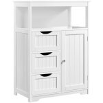 Yaheetech meuble salle de bain colonne salle de bain armoire de rangement avec 3 tiroirs et 1 placard ...