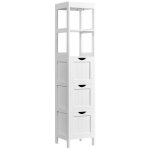 Colonne salle de bain en bois - 3 tiroirs et 2 casiers - armoire de rangement meuble haut salon / toilettes ...