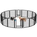 Parc pour chien - porte verrouillable cl�ture - 16 panneaux - 80cmm�tal - noir - yaheetech