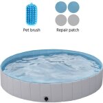 Yaheetech piscine pour chien pliable taille xxl gris baignoire bassin de baignade portable bain pour ...