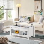 Yaheetech table basse avec plateau relevable table de salon avec tagre et 2 compartiements 104 x 49 ...