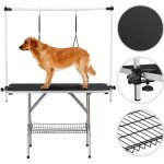 Yaheetech table de toilettage pour chien / chat pliante rglable 118 x 70 x 177 cm avec panier de rangement ...