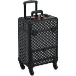 Yaheetech valise cosmtiques noire professionnelle mallette de maquillage verrouillable trolly avec 4 ...