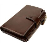 Yaluxe femme portefeuille zipp grande capacit luxueux cuir vritable en veau cir marron