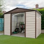Abri de jardin mtal beige 644 m2 yardmaster + kit dancrage