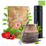 Yerba mate bio kit soul mate guarana 500g + calebasse mate c�ramique 375 ml + thermos � led