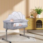 Yipeema. berceau b�b� - lit cododo avec roues et moustiquaire - gris - 96 * 57 * 77cm.