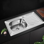 Yipeema. evier cuisine en inox 1 bac + 1 �gouttoir � encastrer vidage automatique inclus 90 * 50 * 15cm. ...