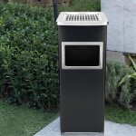 Yipeema. poubelle carr�e verticale avec cendrier sur le dessus 35l noire.