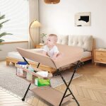 Yipeema. table � langer pliable pour nouveaux - n�s 4 roulettes h: 92 - 95 - 98cm rose.