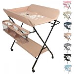 Yipeema. table � langer pliable avec roulettes chambre b�b� r�glage de hauteur 80 * 66 * 98cm rose.