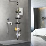 �tag�re de douche t�lescopique homewell - yiyi - noir - hauteur r�glable 105 - 310cm - 4 plateaux en ...