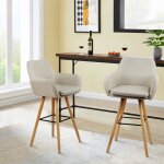 Yiyi. lot de 2 tabourets de bar nordique beige avec dossier + accoudoir capacit� de charge:120kg.