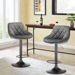 Yiyi. lot de 2 tabouret de bar r�tro en velours nordique hauteur r�glable gris mat 35 x 37 x 845 - 105 ...