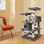 Yiyi. arbre � chat tour � griffer avec 2 niches - hamac colonne en sisal multi - niveaux tour pour chat ...