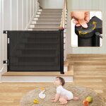 Yiyi. barri�re de s�curit� r�tractable escalier pour b�b�s enfant et chiens 0 - 180 cm de large noir. ...