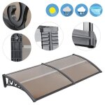 Yiyi. marquise polycarbonate 300 x 100 cm auvent de porte et fen�tres marron transparent et noir.