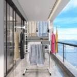 Yiyi. s�choir � linge pliable 3 niveaux charge maximale: 30 kg etendoir � linge en acier inox blanc.