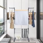 Yiyi. s�choir � linge pliable - 3 niveaux charge maximale: 35 kg - etendoir � linge en acier inox avec ...