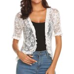 Bolro femme mariage dentelle demi manches blanc - yizyif