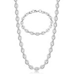 Yolistar chaine maille grain de caf homme collier et bracelet en acier inoxydable 6mm argent