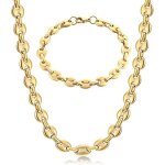 Chaine maille grain de caf homme collier et bracelet en acier inoxydable 6mm - or
