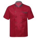 Veste de chef homme à manches courtes avec poche - yonghs - fr - rouge Veste de chef homme à manches courtes avec poche - yonghs - fr - rouge