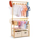 Yorbay porte - manteau pour enfants portant à vêtement penderie avec 2 boîtes de rangement en bambou ... Yorbay porte - manteau pour enfants portant à vêtement penderie avec 2 boîtes de rangement en bambou ...