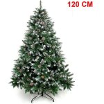 Yorbay sapin de no�l avec pied 120 cm - d�coration de no�l - pommes de pin - neige