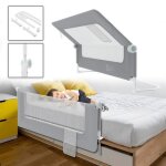 Yrhome 150cm barri�re de lit pliable s�curit� enfant r�glable en hauteur pliable � 180 degr�s gris