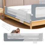 Yrhome barrière de lit pliable 200cm sécurité enfant réglable en hauteur pliable à 180 degrés gris foncé ... Yrhome barrière de lit pliable 200cm sécurité enfant réglable en hauteur pliable à 180 degrés gris foncé ...