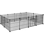 Enclos pour animaux - yrhome - clapier métallique - 142x72x36 cm - noir - pour chiots et lapins Enclos pour animaux - yrhome - clapier métallique - 142x72x36 cm - noir - pour chiots et lapins