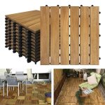 Yuenfong carrelage de sol en bois de jardin ext�rieur 11 pi�ces sol en bois dacacia 6 grains de bois ...