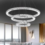 Lustre en cristal - yuenfong - 72w led - 3 anneaux - blanc froid - design moderne