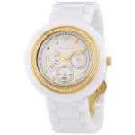Yves camani femme 44mm bracelet cramique blanc saphire quartz montre yc1008 - b