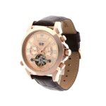 Yves camani - yc1020 - c - montre homme - automatique analogique - cadran dor - bracelet cuir marron ...