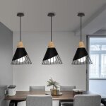 Zaku suspension luminaire moderne industrielle bois lustre abat - jour mtal vintage forme cage 25cm ...