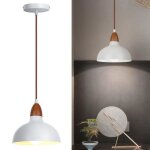 Zaku suspension luminaire vintage industrielle lustre abat - jour en mtal bois 19cm plafonnier e27 ...