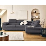 Zaria - canap� dangle droit 5 places convertible avec coffre et t�ti�res en velours c�tel� grosses c�tes ...