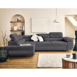 Zaria - canap� dangle gauche 5 places convertible avec coffre et t�ti�res en velours c�tel� grosses c�tes ...