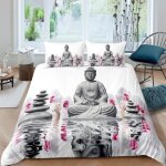 Zen bouddha pierres orchide et reflets parure de lit 3 pieces 1 housse de couette 200 * 200cm et 2 taies ...